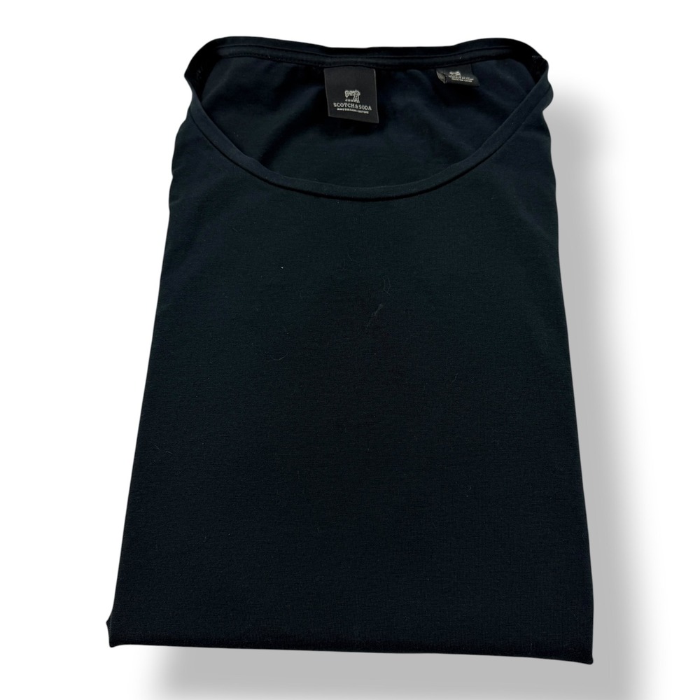Scotch & Soda Mens Black Crew Neck Short Sleeve Cotton T-Shirt‎ Size Large Slim